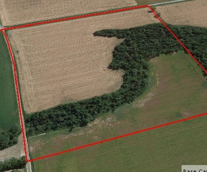 Aerial view of a private hunting lease in Kansas.