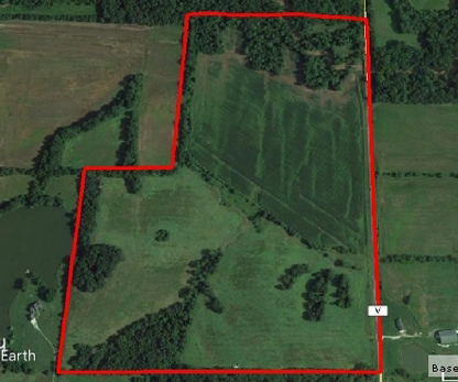 Aerial view of a private hunting lease in Ohio.