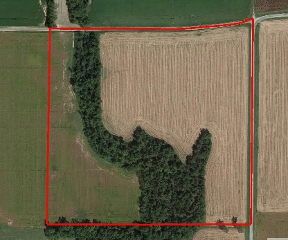 Aerial view of a private hunting lease in Indiana.