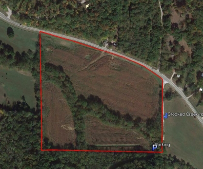 Aerial view of a private hunting lease in Missouri.